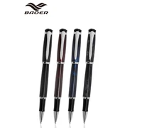 4 x baoer 508 metal red marble barrel roller ball pens silver trim refillable professional office stationery writing accessory