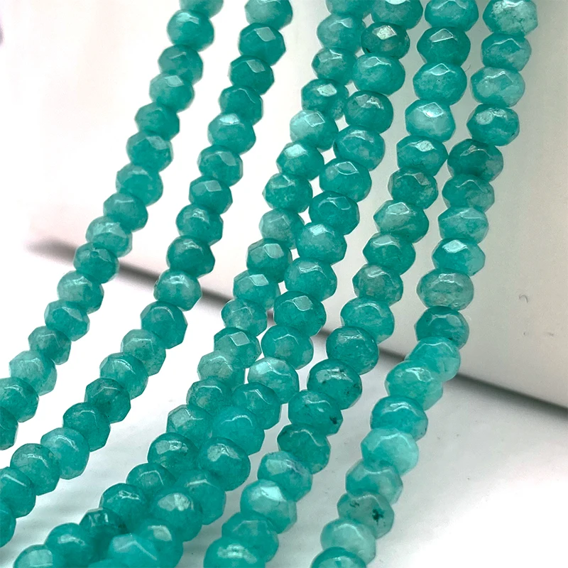 

2-4mm Natural Stone Faceted Flat Blue Jades Beads Loose Spacer Beads for Jewelry Making Accessories Necklace Bracelet DIY