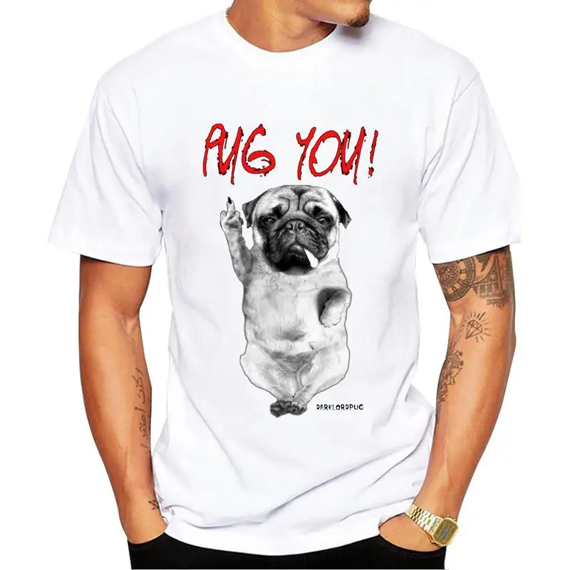 

FPACE 2019 Pug You Fashion Men T-Shirt Punk Smoking Pug Printed Tshirts Casual Tops Short Sleeve Summer Tees