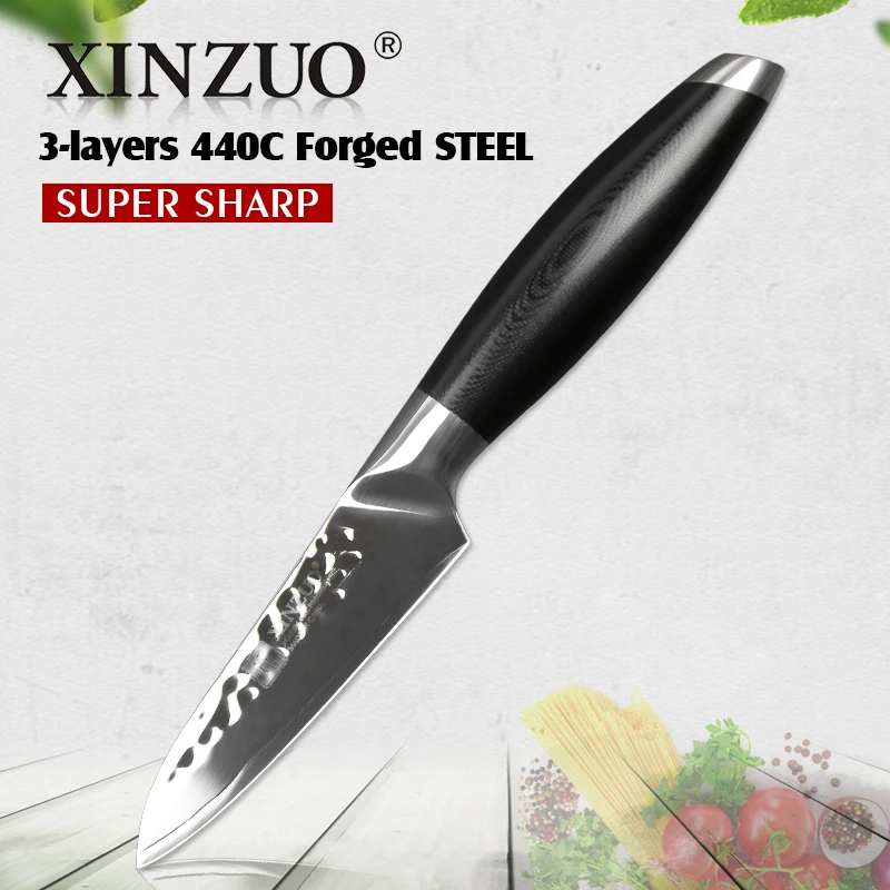 XINZUO 3 слойный нож для очистки овощей 5 дюйма 440C стальные кухонные ножи