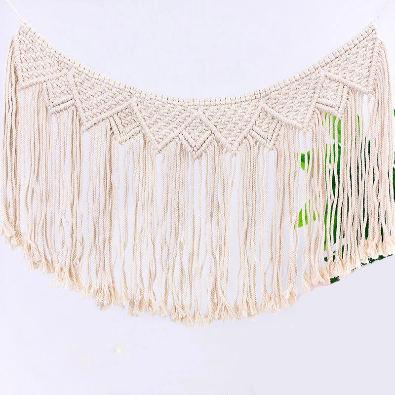 

Boho Wall Decor big Handmade Cotton rope macram tassel woven tapestry Wall hanging fabric living room background Home Decoration