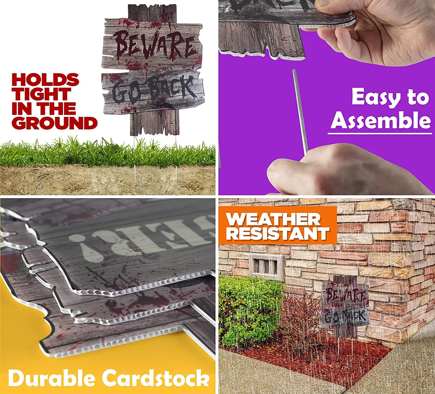 3 шт. украшения на Хэллоуин для дома и улицы пластиковые дворные знаки ужасные