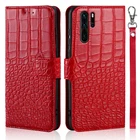 Флип-чехол для телефона Huawei P30 Pro, оригинальный кожаный чехол-книжка с крокодиловой текстурой, роскошный чехол с ремешком