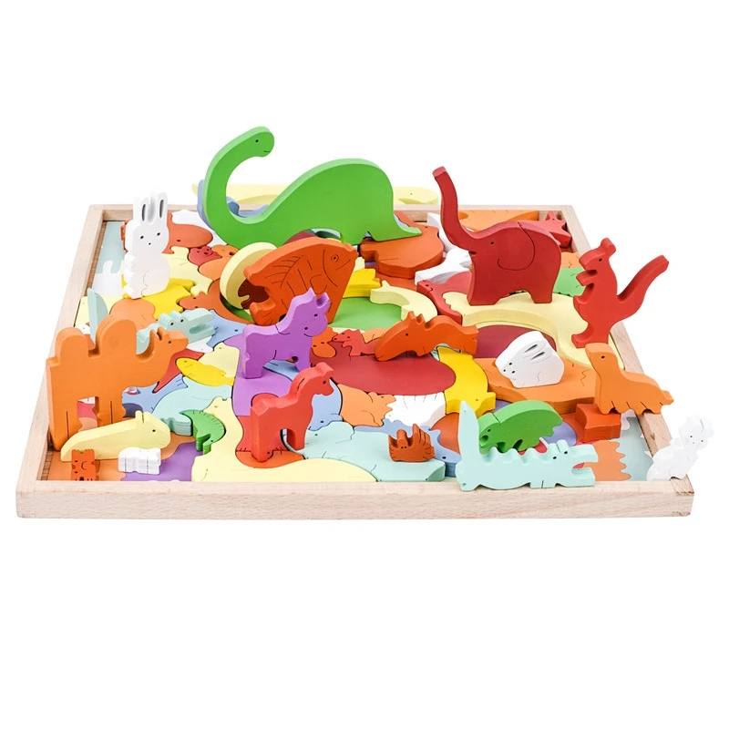 

Wooden Stacking Game Animal Three-Dimensional Jigsaw Puzzle Balance Game Building Blocks for Toddlers Educational Toys