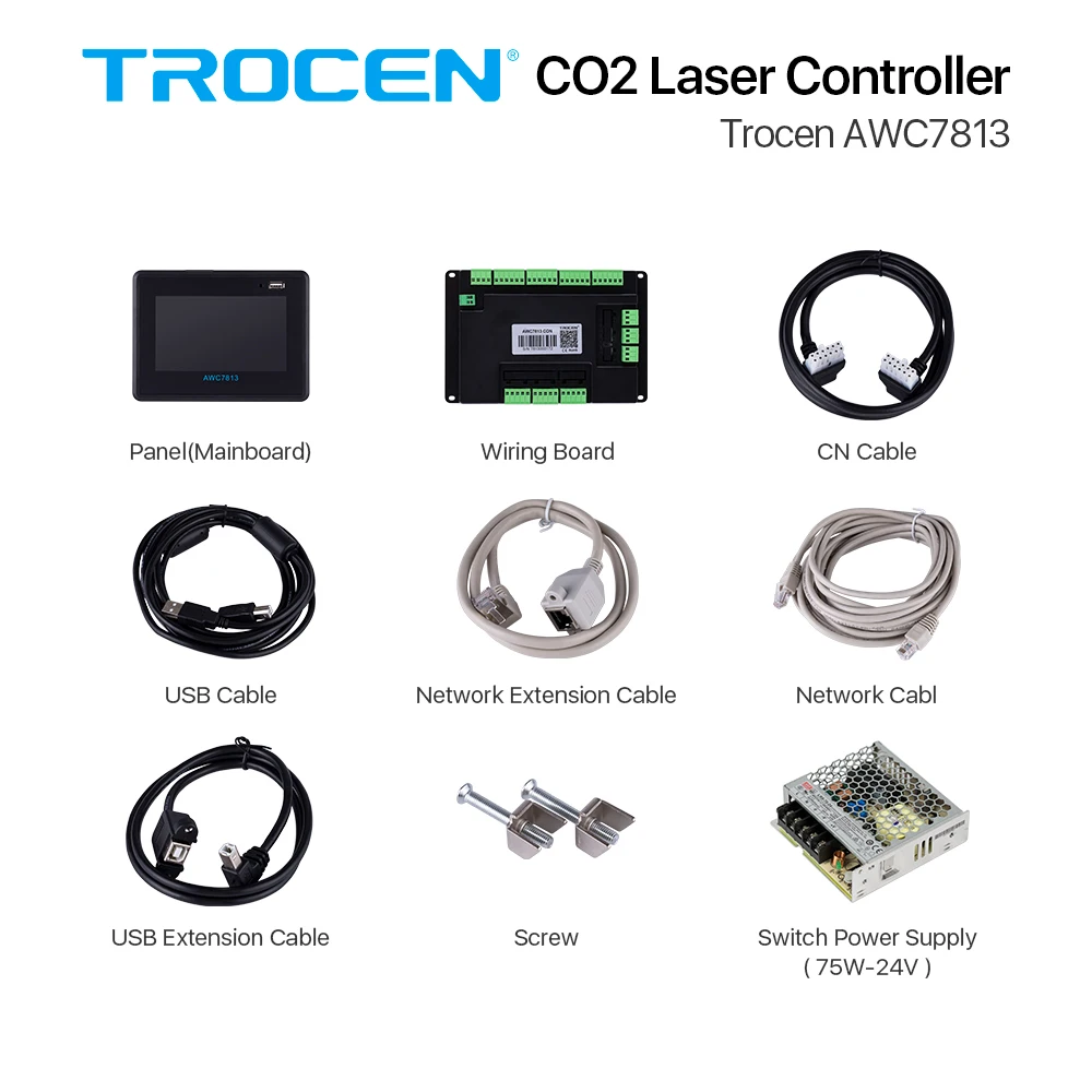 

Trocen AWC7813 Co2 Laser Cutter Controller Panel Kit for K40 Engraving Cutting Machine Replace AWC708S Ruida Leetro Laser board