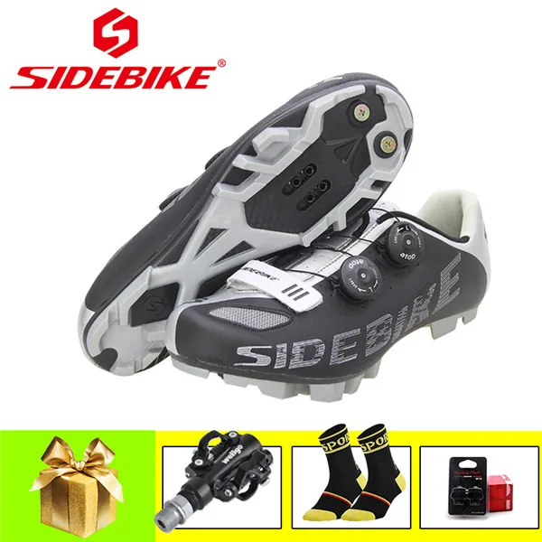 B with pedals SIDEBIKE Мужская обувь для велоспорта sapatilha ciclismo mtb SPD педали самозакрывающиеся дышащие bicicleta обувь для езды на горном велосипеде - Цвет: B with pedals