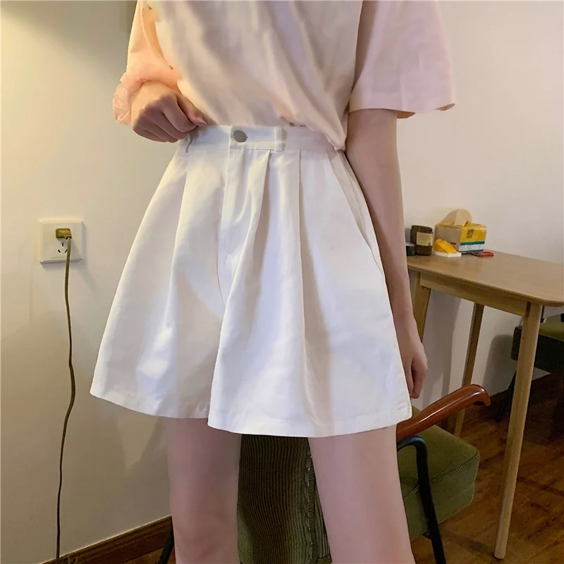

White Shorts Women's 2021 New Elastic High Waisted Slim Pants for Students