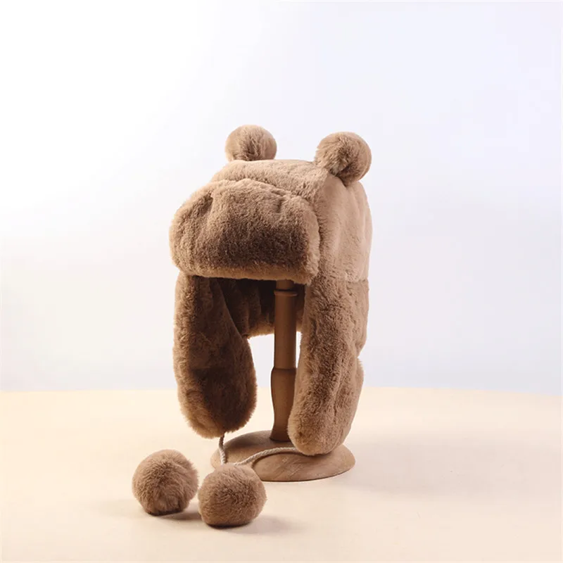 2019 осенне зимняя однотонная Защитная шапка с ушками теплая помещика модная