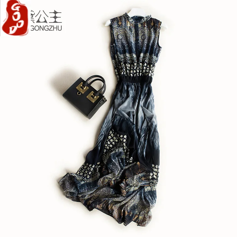 

Vintage Summer Beach Dress Women Clothes 2021 Korean Chiffon Print Maxi Evening Party Dresses Elegant Boho Vestidos Z1619
