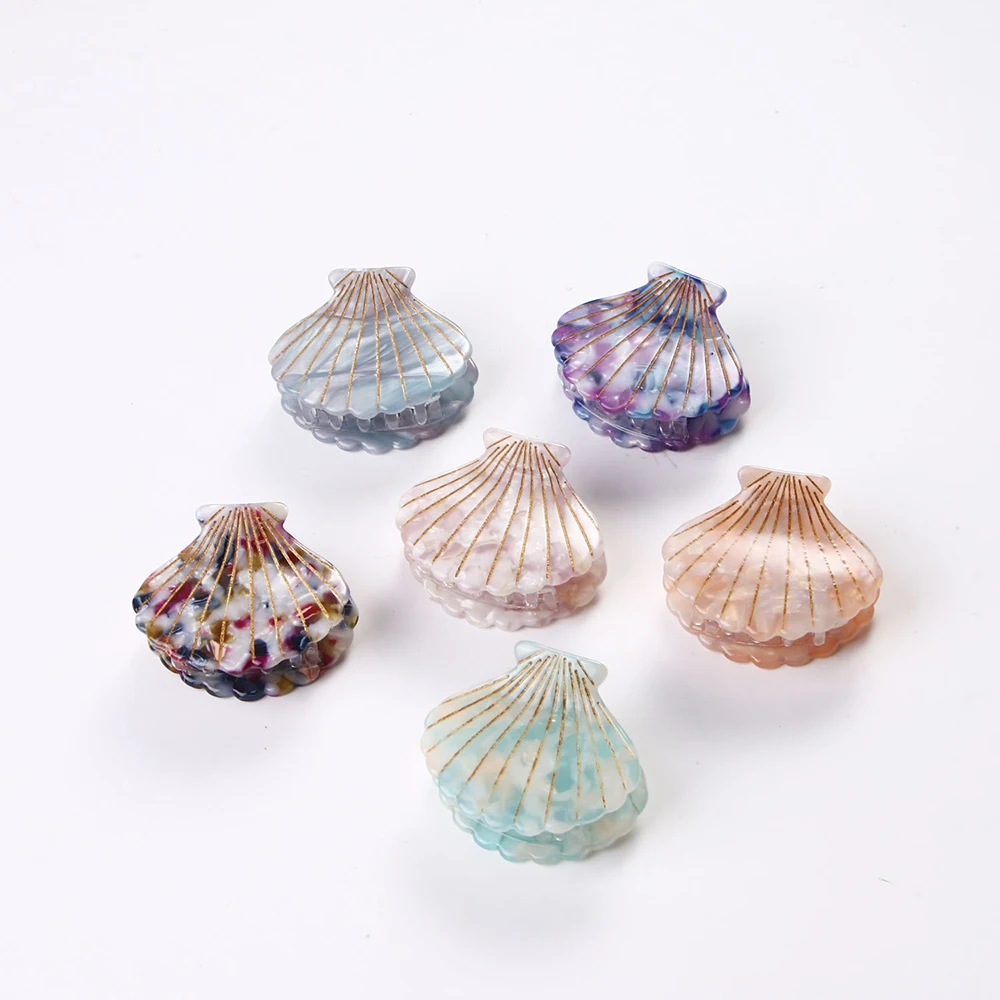 

2019 New Fashion Women Shell Hair Claws Clip Acetate Resin Floral Print Clips Grips Ponytail Hairpins Hair Accessory Gifts