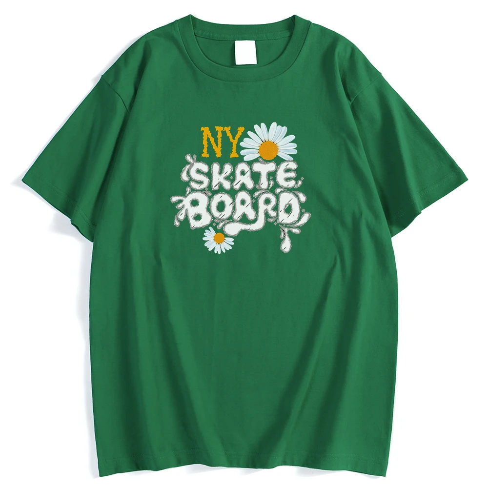 Мужские футболки Ny с принтом скейтборда и хризантемы уличные спортивные