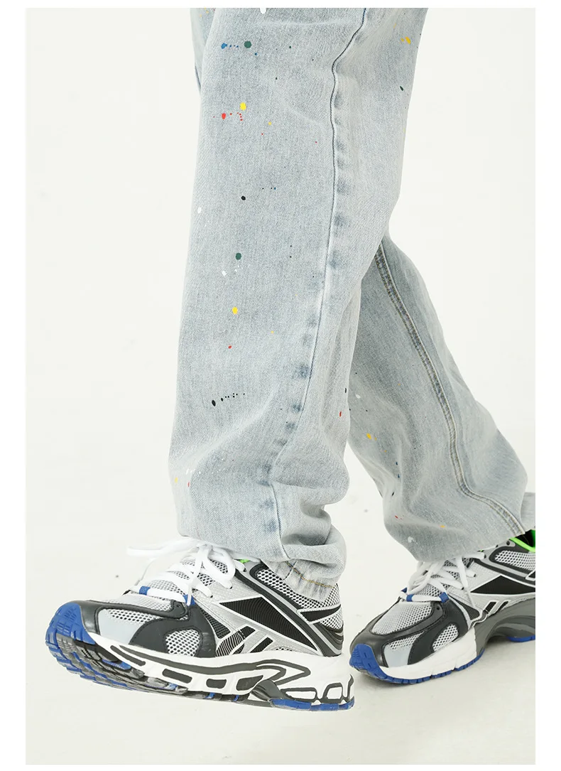 Брюки мужские прямые из денима классические свободные повседневные штаны