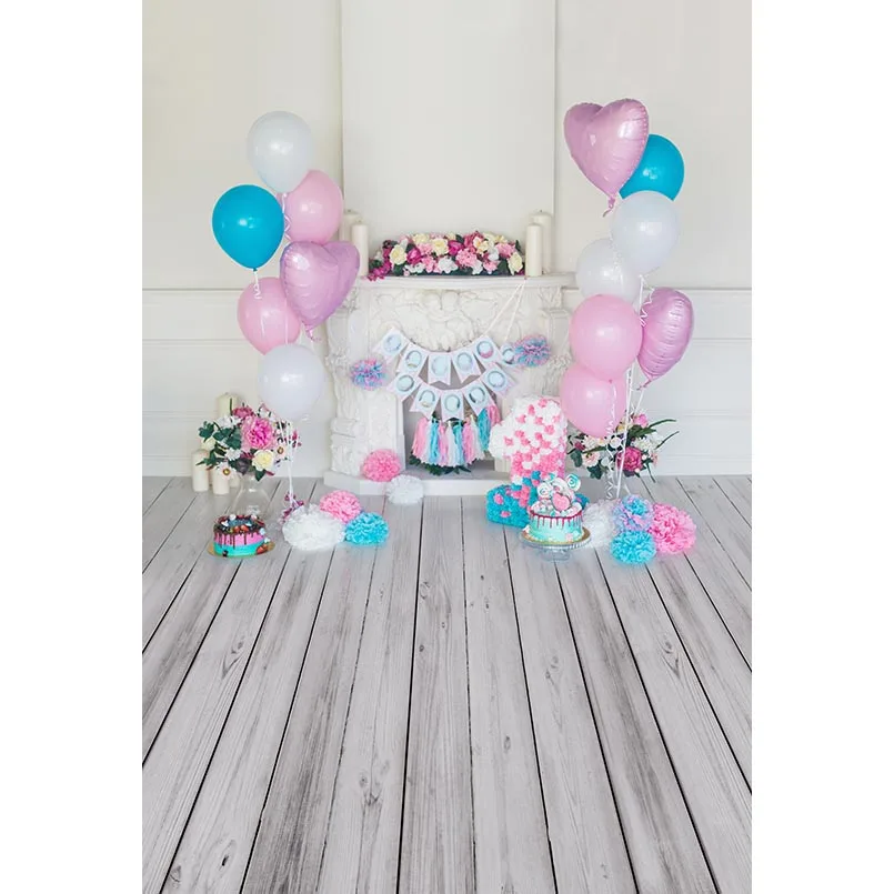 

Chevrons Wall Balloons Baby 1st Birthday Cake Photography Background Customized Photographic Backdrops For Photo Studio 5X7ft
