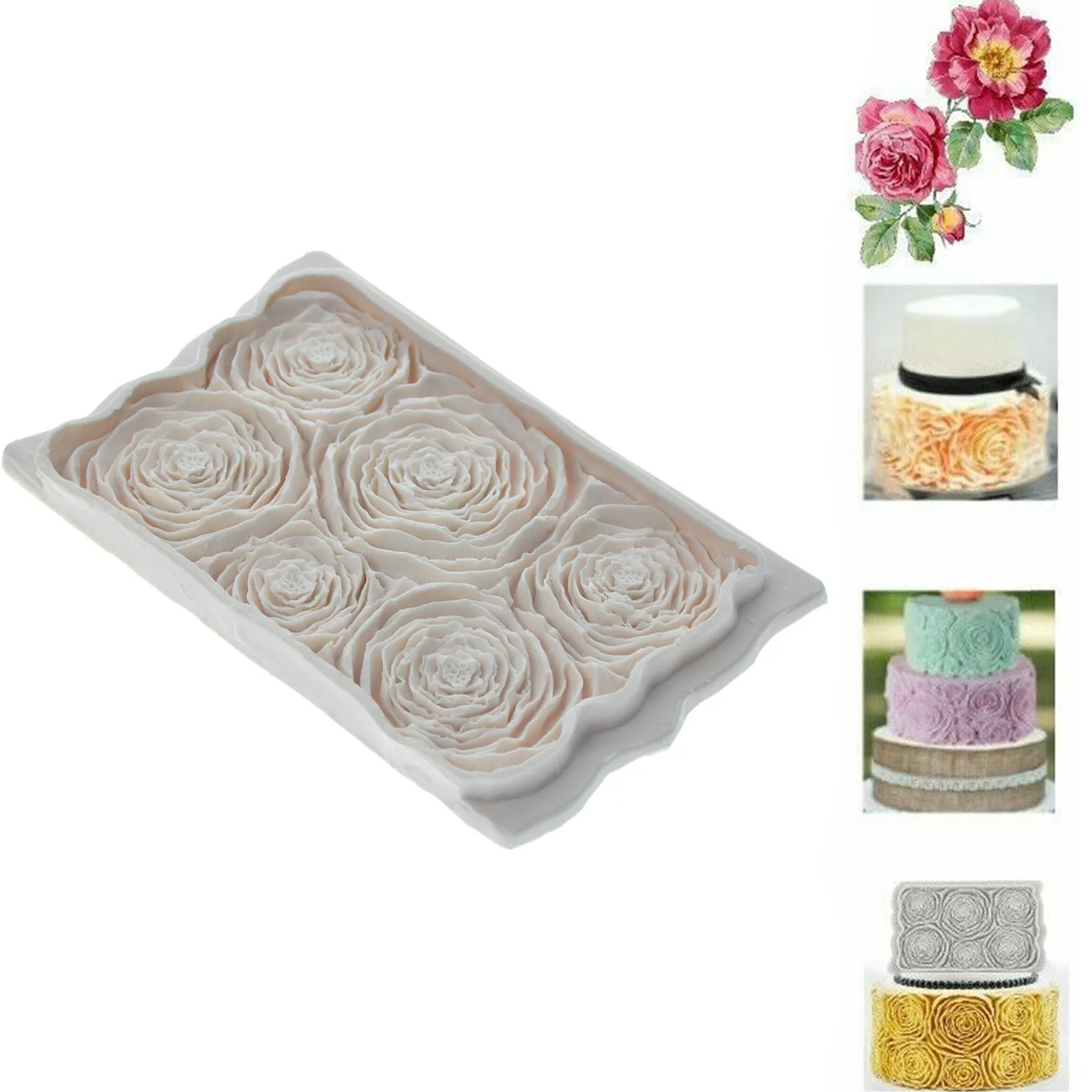 3D Розочка форма цветок Силиконовая Форма торт кайма для мастики украшения в виде