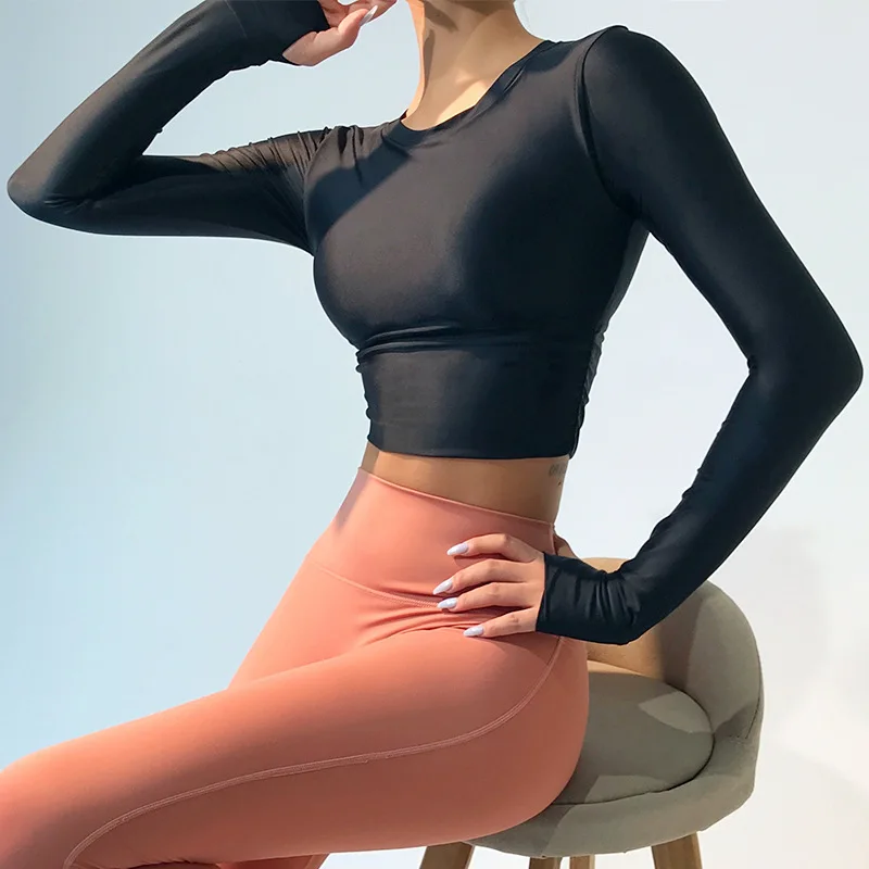 

2020 New Autumn Winter Long Sleeve Yoga Top Workout Shirt Women Activewear Workout Tank Top Anti-Pilling Spandex Breathable