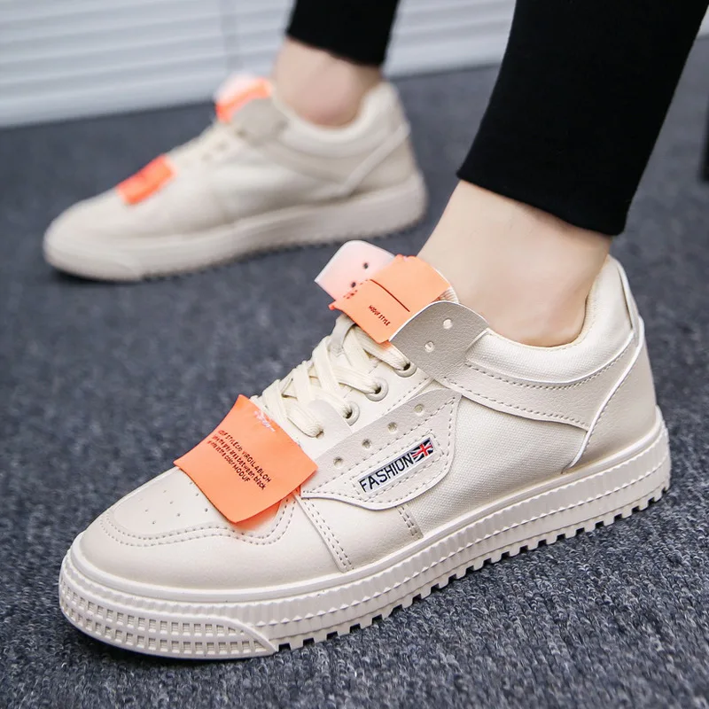 

2019 New Arrival White Casual Shoes Men Spring Fashion Lace-up Comfortable Male Shoes Breathable Wild Flat Man Shoes U2-57