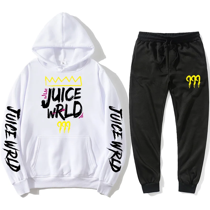 

Juice Hoodie set letter printing pocket warm thick men's Pullover + hip hop jogging pants loose Sweatshirt set