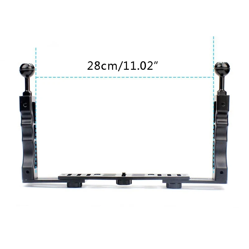 

Underwater Video Light Stabilizer Tray Diving Tray Arm Holder with 2x 2-Hole Butterfly Ball Clamps for Camera Housings T21B