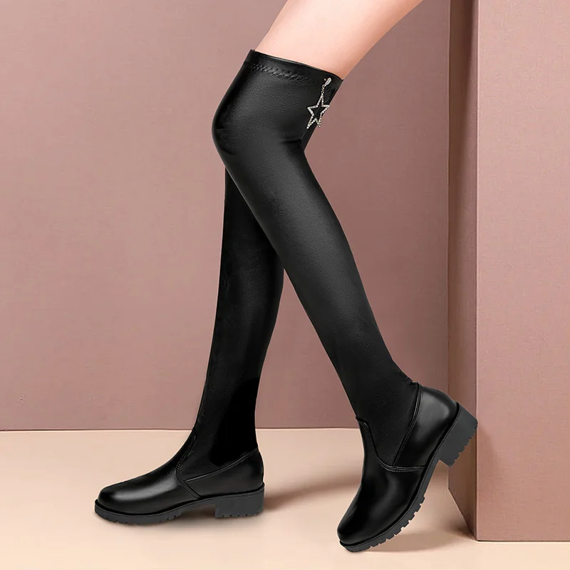 

Women's Boots for Autumn and Winter Thick-soled Boots To Keep Warm Knee-high Boots Fashionable Women's Thick-heeled Plush Boots