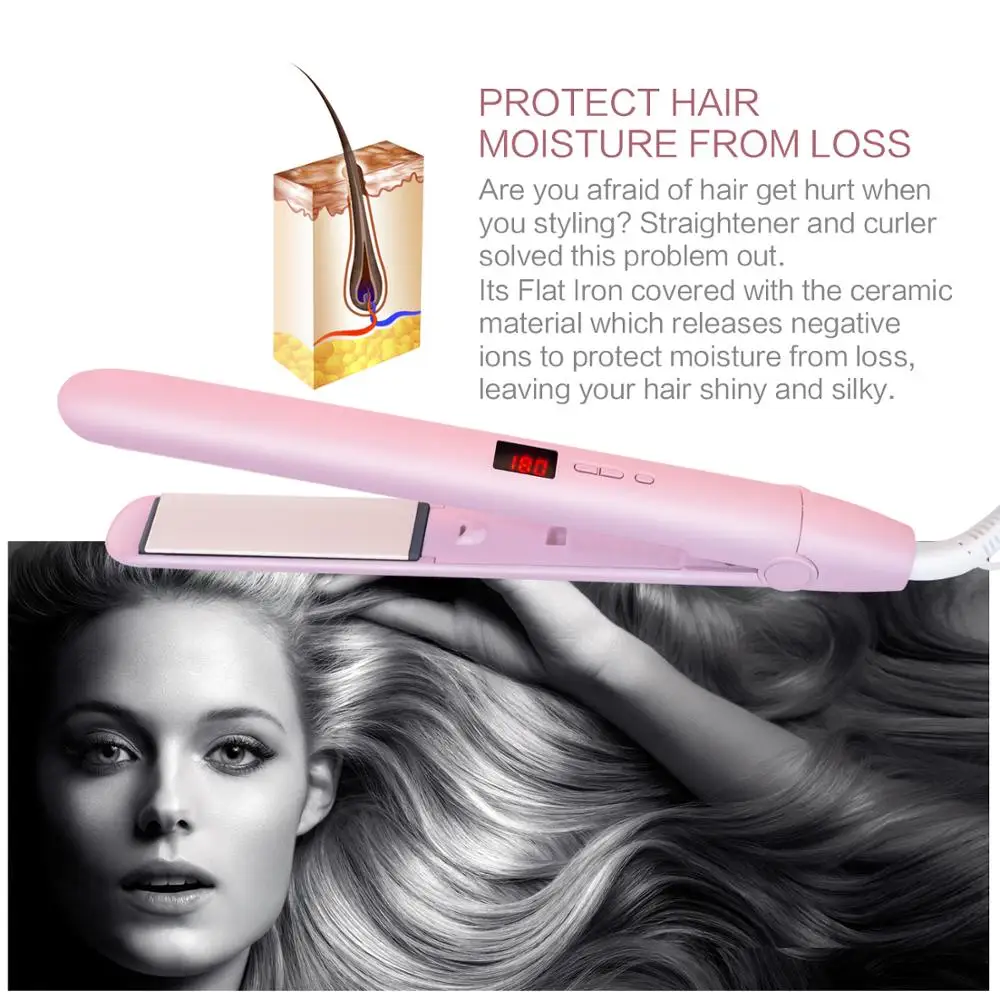 

2021 New Flat Iron Hair Straightener Professional Hair Plank Crimper Corrugated Tongs Styling Styler Curling Straightening Iron