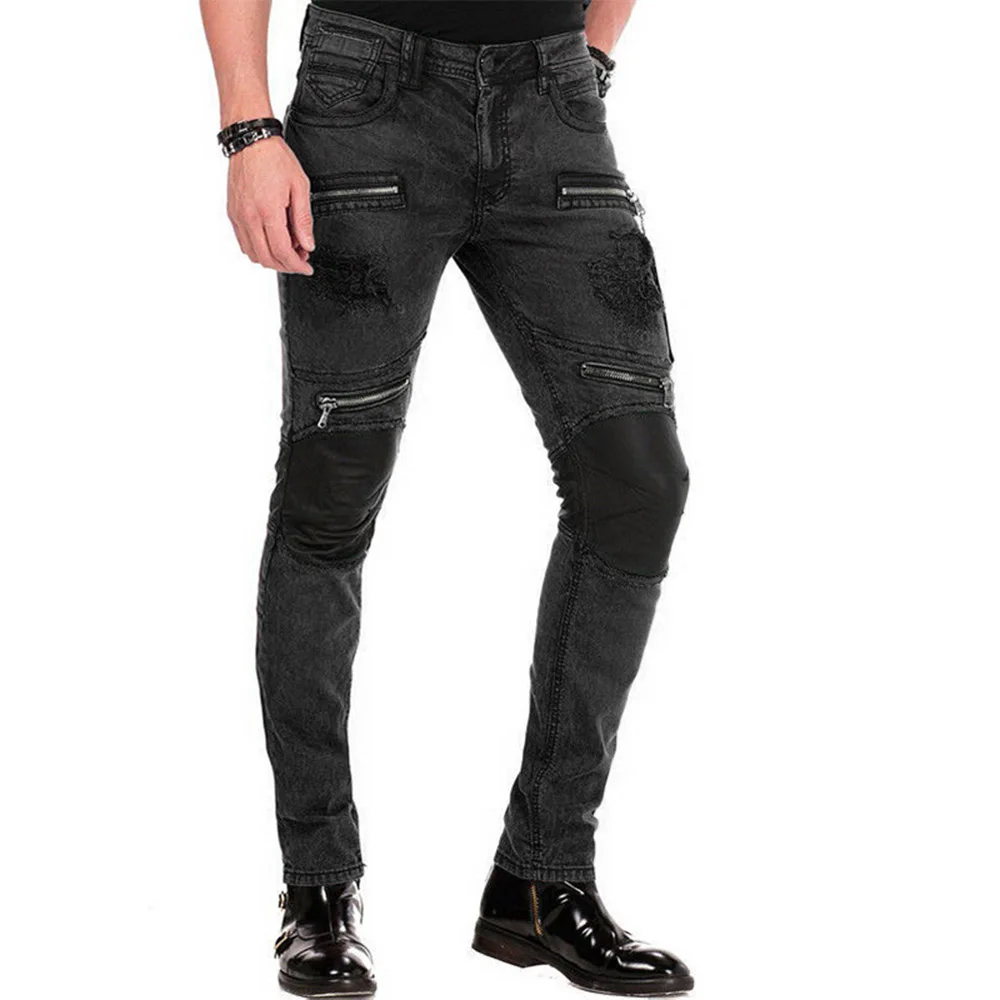 

Rosetic, осень 2021, джинсы в стиле панк, готика, мужские повседневные штаны, винтажные, уличные, на молнии, дизайнерские, с высокой талией, модные б...