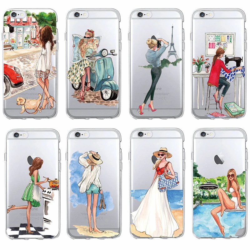 Модный Стильный чехол для iPhone Plus 12 8 8Plus X XS Max с изображением Парижской девушки