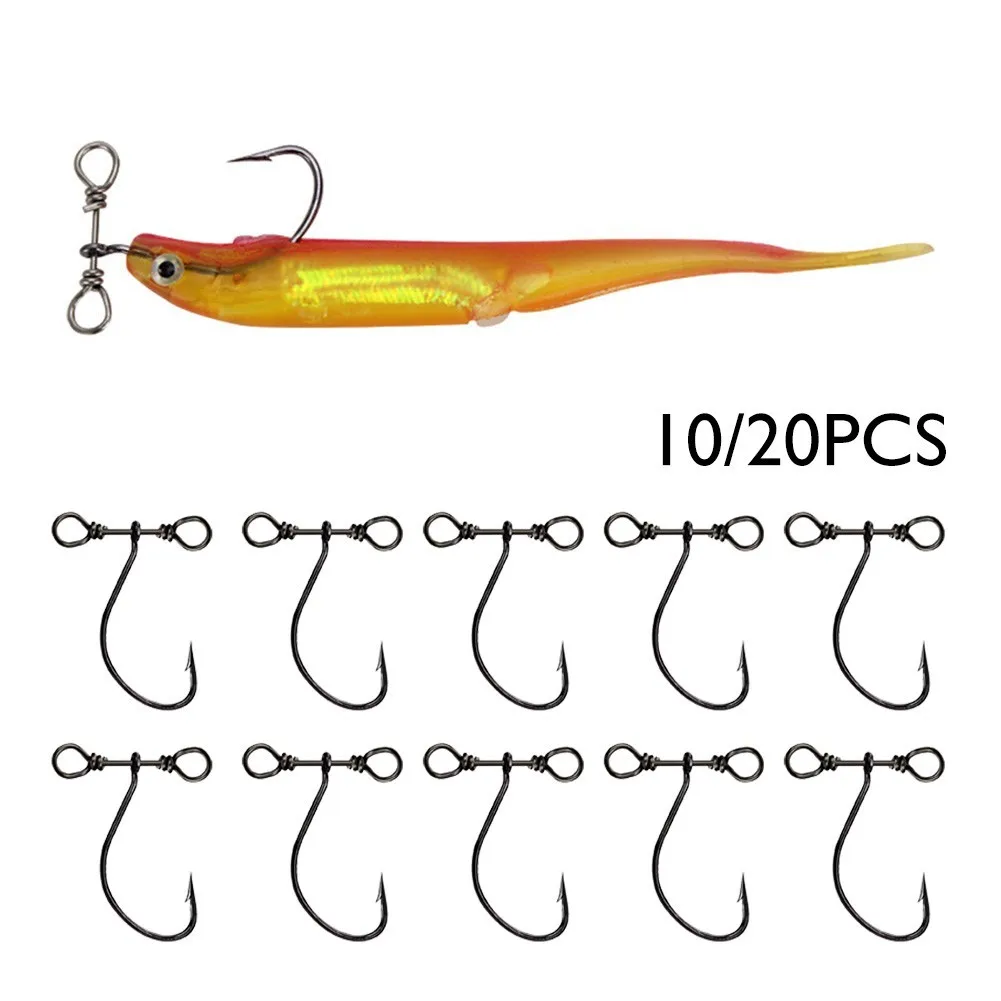 

10/20pcs Fishing Hooks Spin Shots Drop Shot Hook With Rotation 360 Degree Swivel High Carbon Steel Fishhook Pesca Fish Tackle