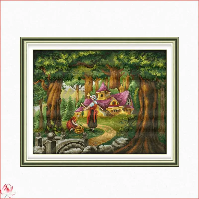 

Joy Sunday The Fairy Tale Hut 14CT 11CT Counted And Stamped Scenery Home Decoration Needlework Needlepoint Cross Stitch kits