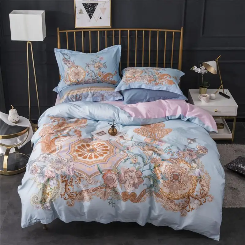 

30Europe Retro Palace Duvet Cover Boho Reversible 500TC Long Staple Cotton Bedding 4pc Queen King size Bed sheet set