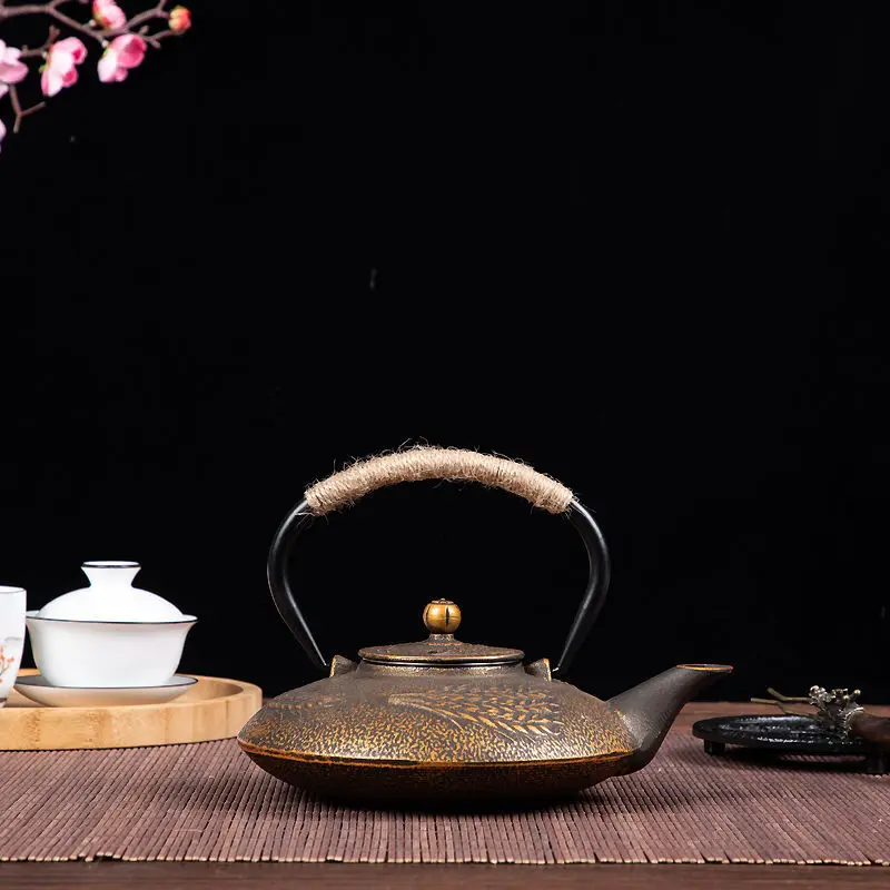 Чугунный чайник с чайной сеткой кипящая вода для кипячения японское мастерство