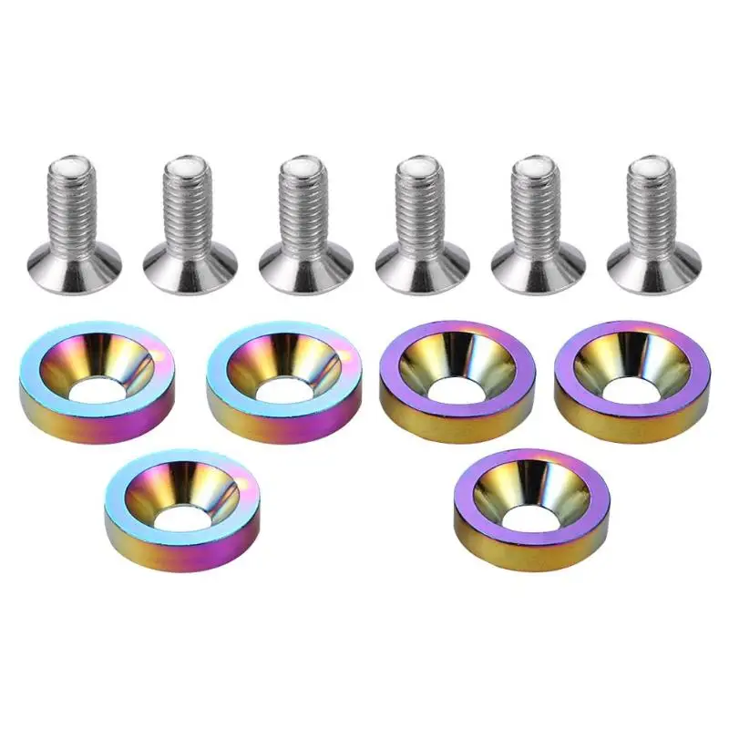 Multicolor 6x JDM автомобиль модифицированные шестигранные крепежные детали молоток для правки крыльев двигателя вогнутые винты номерные знаки шайбы алюминиевые болты M8 Прямая - Название цвета: Multicolor