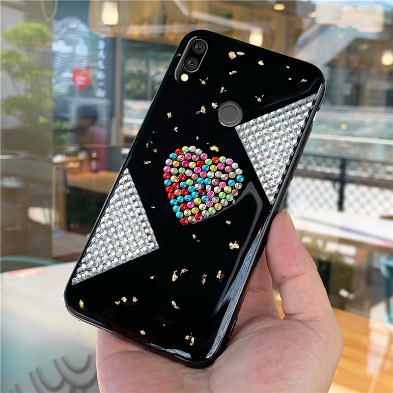 Золотая фольга белый бриллиант чехол для телефона с рисунком на тему любви huawei P20