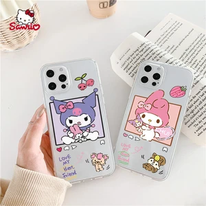 Sanrio Melody Kuromi Cartoon Transparent Phone Case for iPhone13 13Pro 13Promax 12 12Pro Max 11 Pro X XS MAX XR 7 8 Plus Cover