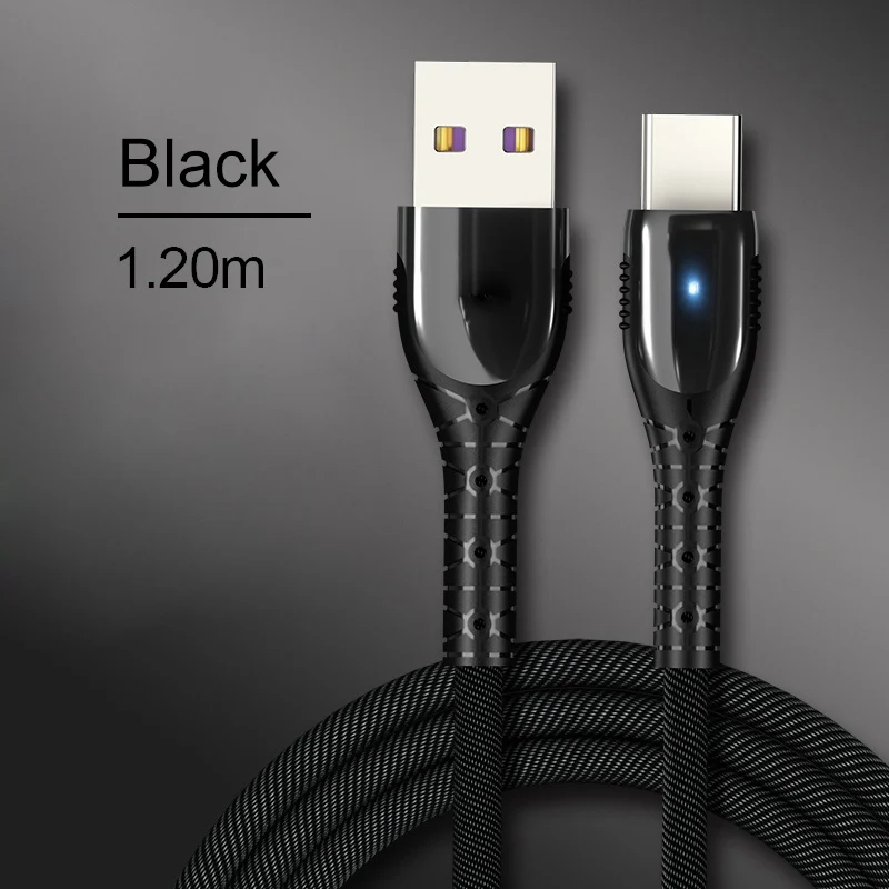 Black Musyue usb type C кабель для huawei P30 P20 Lite mate 20 Pro 5A SuperCharge Быстрая зарядка USB C телефонный кабель для huawei P20 P10 - Цвет: Black