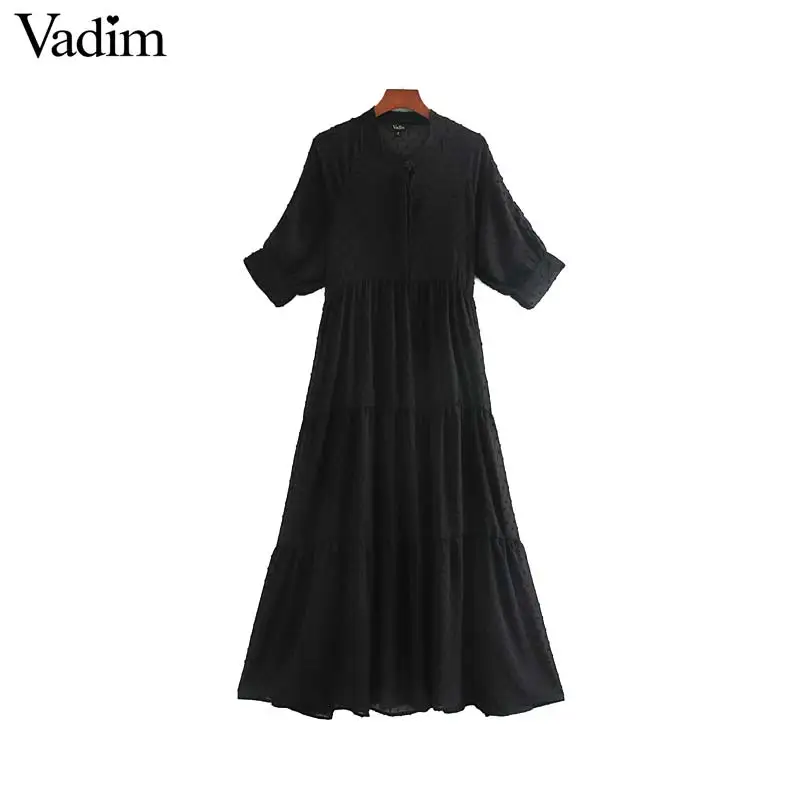Vadim женское шифоновое черное платье миди из двух частей с коротким рукавом