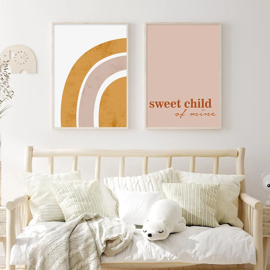 

Rainbow Sun Poster Children's Room Decoration Canvas Painting Sweet Child of Mine Modern Wall Picture for Living Room Warm Home