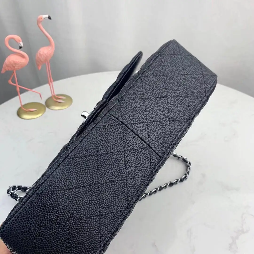 

Women's Luxury Designer Diamond Lattice Shoulder Bag Chain Double Flap Crossbody Bag Handbag Fashion Buckle Genuine Leather 31cm