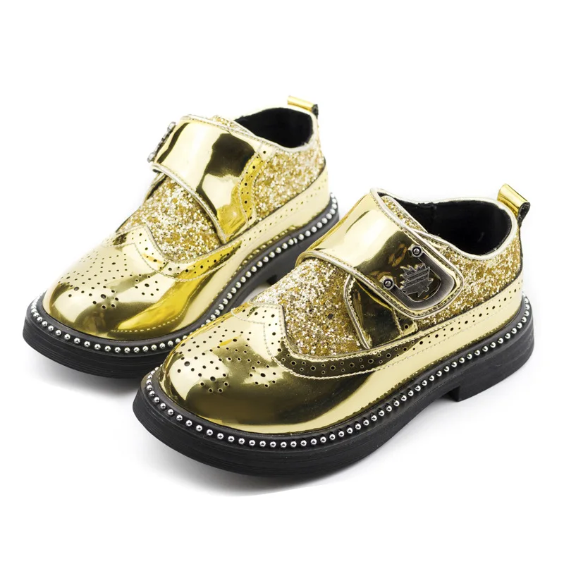 

Boys Leather Shoes Children's Oxford Shoes New Black British Style Boy Shoes Children Wedding Soft Sole Bling Shoes 2021 Spring