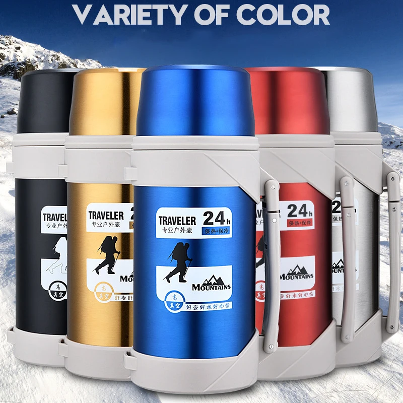 Термосы термосы 1.5л большой размер нержавеющая сталь на открытом воздухе чашка