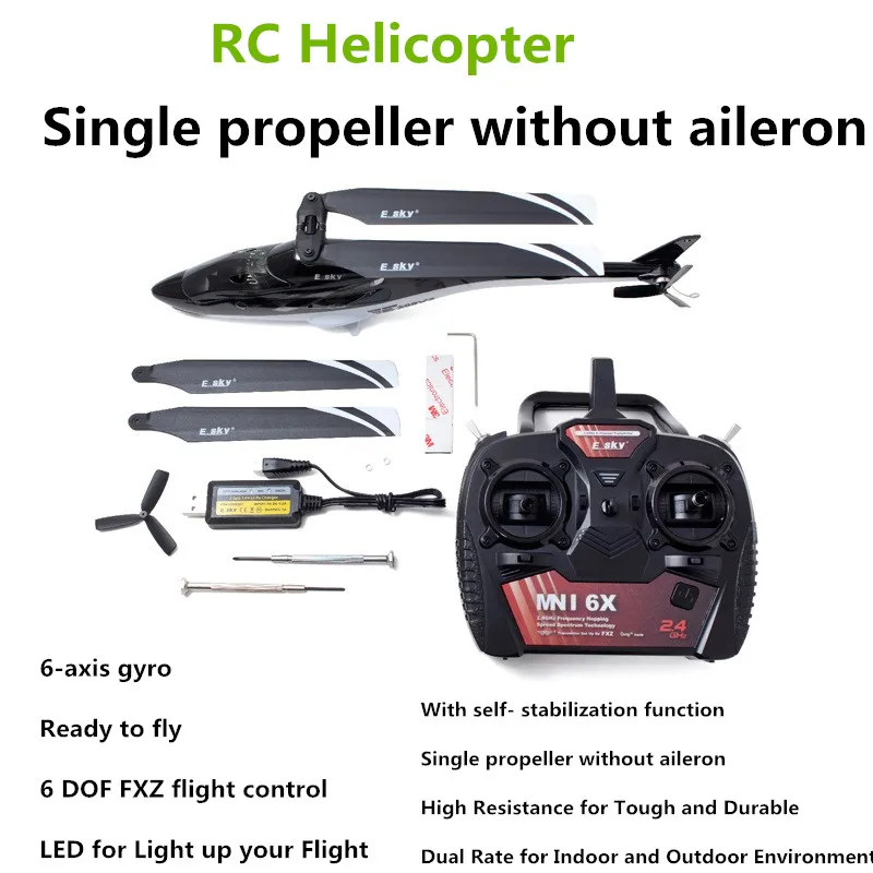 

Remote Control Helicopter 6-Axis Gyro 6 DOF FXZ Flight Control RTF For Adult And Beginners Single Propeller Without Aileron
