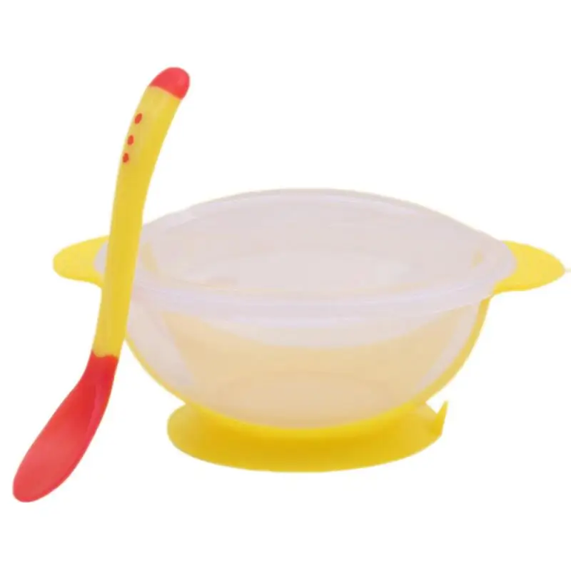 

1pc Feeding Bowl Baby Feeding Set Sucker Bowl Spoon Temperature Sensing Baby Tableware Learning Dishes Assist Food Bowl Children