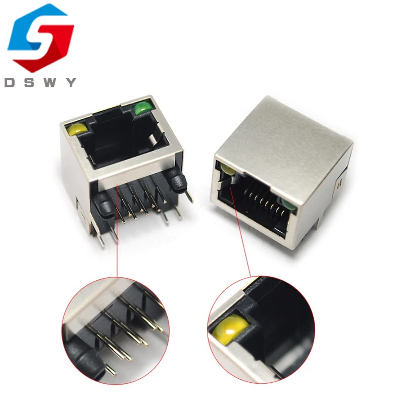 

10PCS/LOT Per Lot RJ45 Metal 8 Pin Female PCB Right Angle Board Jack Connector 8P8C