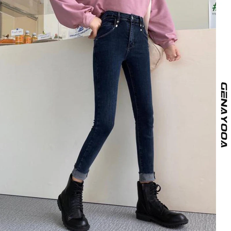 

Genayooa Skinny Jeans Woman High Waist Pencil Pants Bodycon Slim Sexy Jeans Push Up Strentch Demin Troubles Autumn Winter New