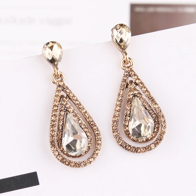 LUBOV 5 цветов Кристалл Кружева Анти Золотая металлическая цепь висячие серьги