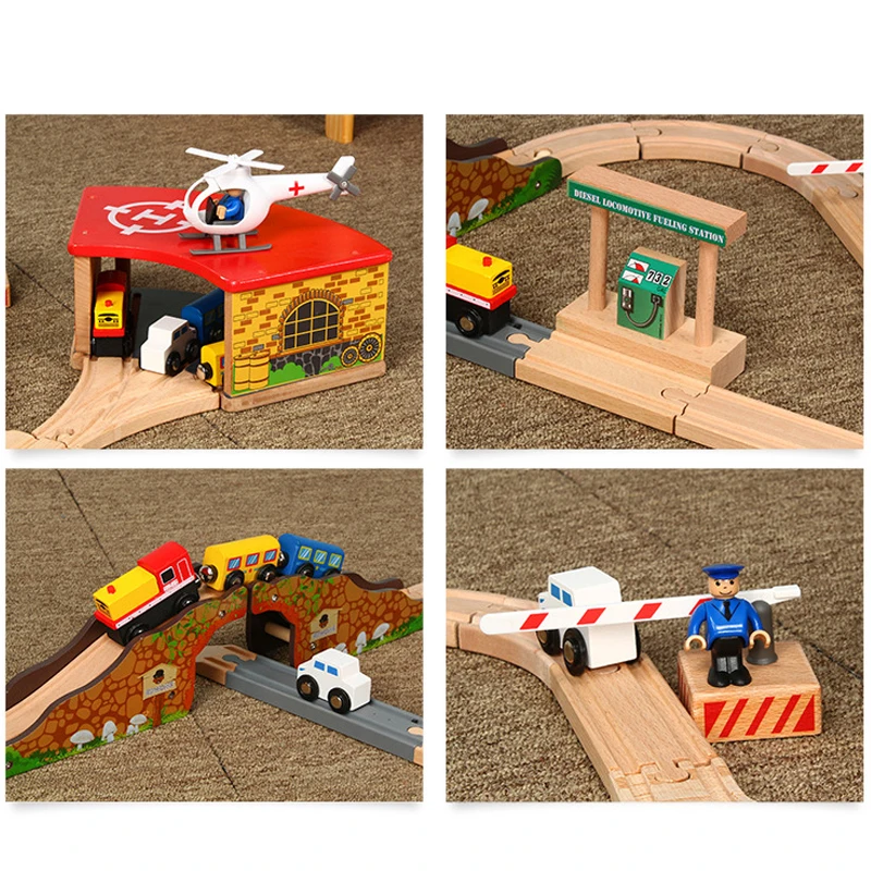 Трек игрушка Поезд Автомобиль сочетание деревянный 1:64 ребенок Деревянный гараж