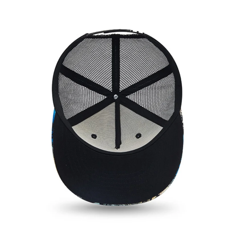 

2021 Coconut Tree Hip Hop Snapback Hat Women Men Summer Mesh Cap Breathable for Teenagers Trucker Blue Red