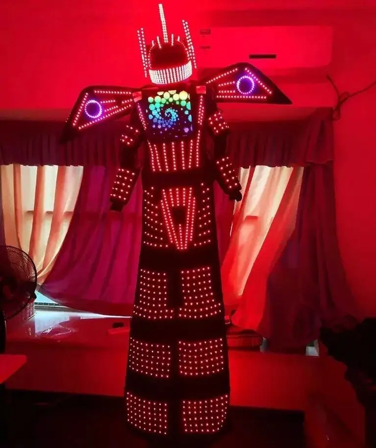 

LED Light Stilts Walker Robot Suit Luminous Rangers Costumes LED Screen Logo Clothes Bar Party Disco Nightclub Robot Dance Show