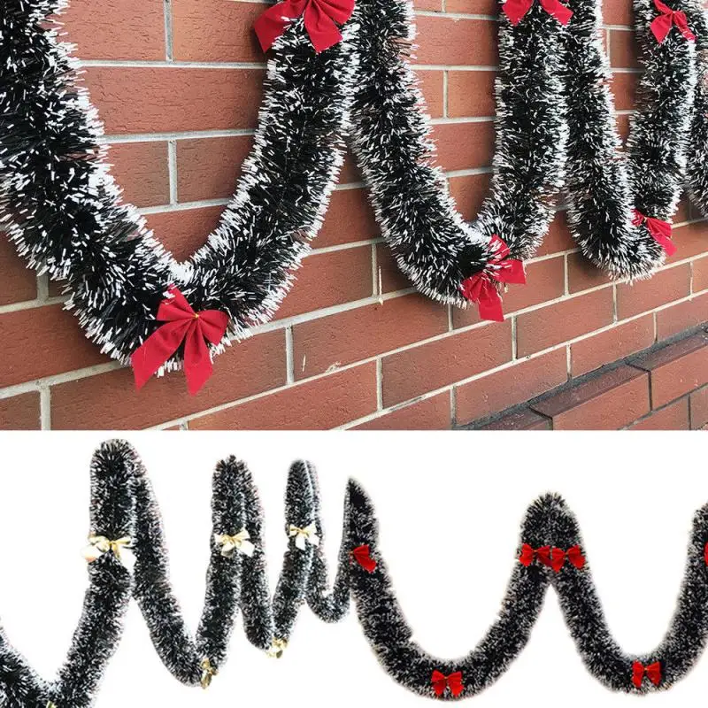 

2M Christmas Tree Grass Garland Decoration Bar Tops Ribbon Garland Christmas Tree Ornaments With Bow Xmas Festival Party Supplie