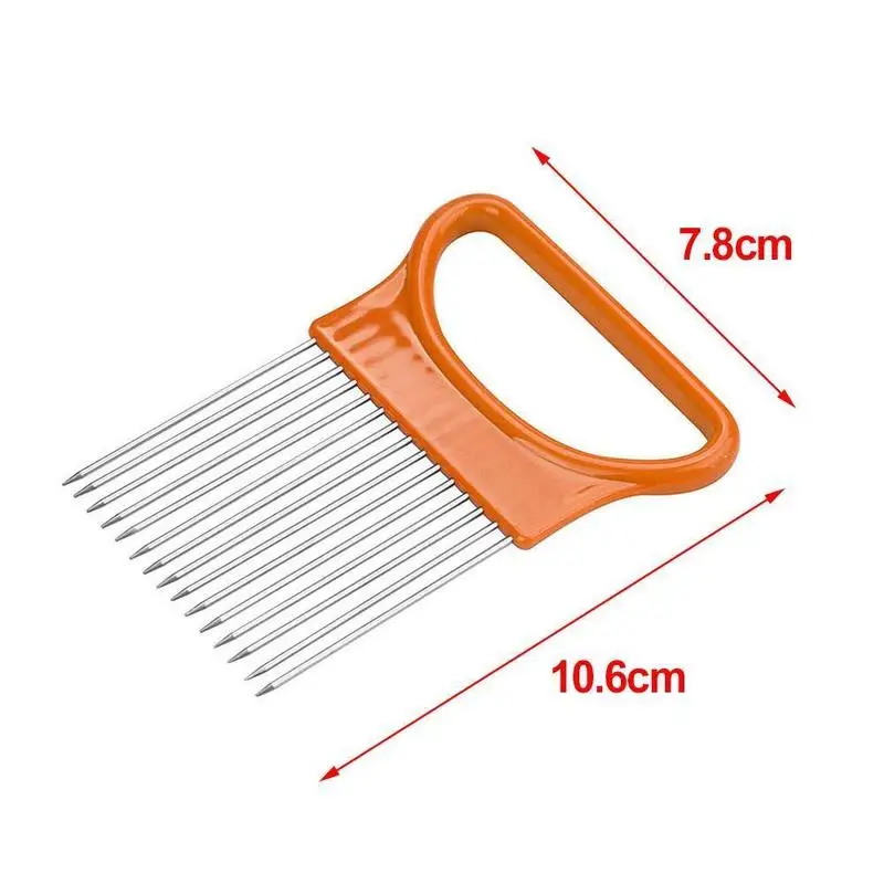 

Steel Onion Needle Onion Fork Vegetables Fruit Slicer Cutter Accessories Cutting Holder Aid Tomato Tools Kitchen Safe Q7A2