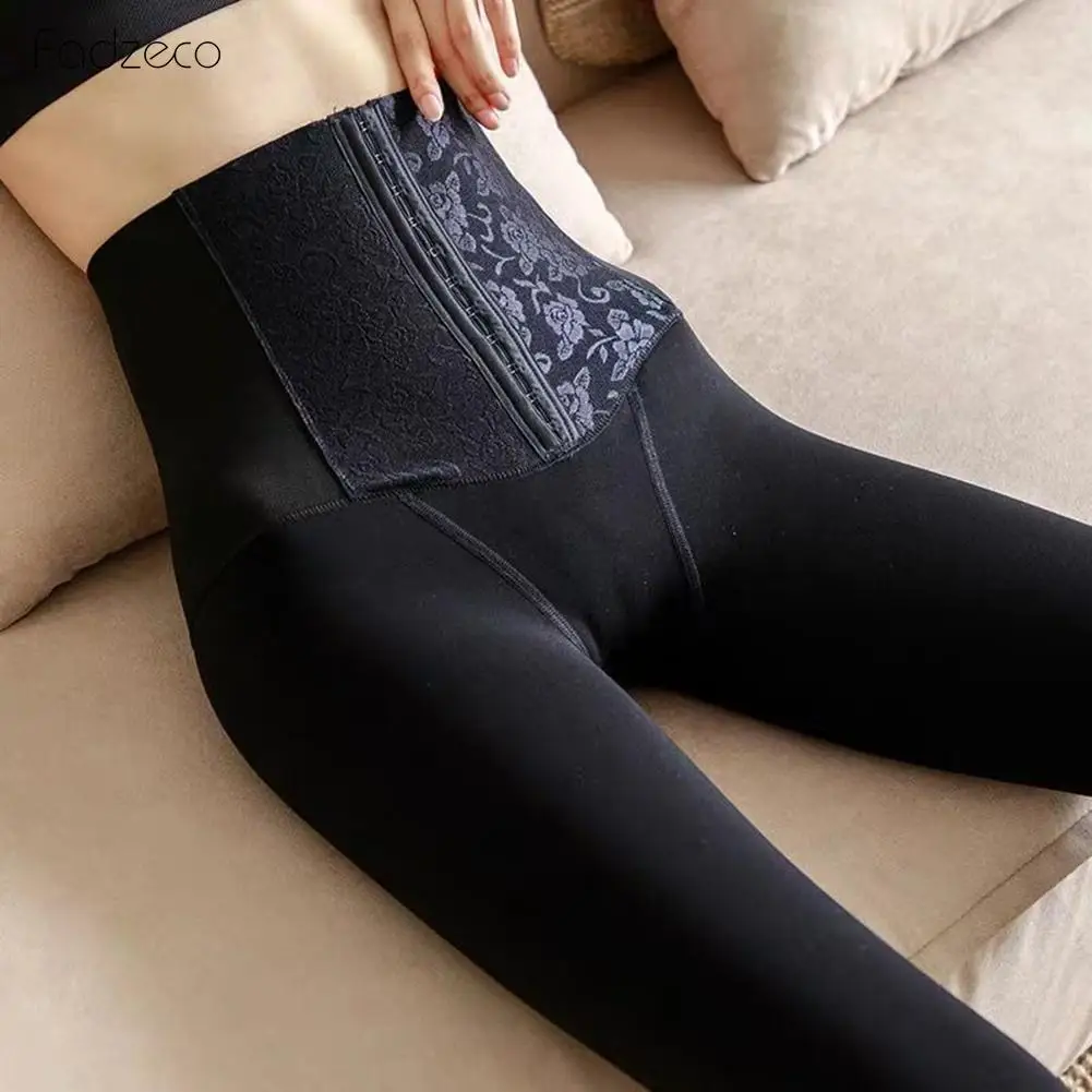 Женские бархатные леггинсы FADZECO теплые однотонные до щиколотки с высокой талией